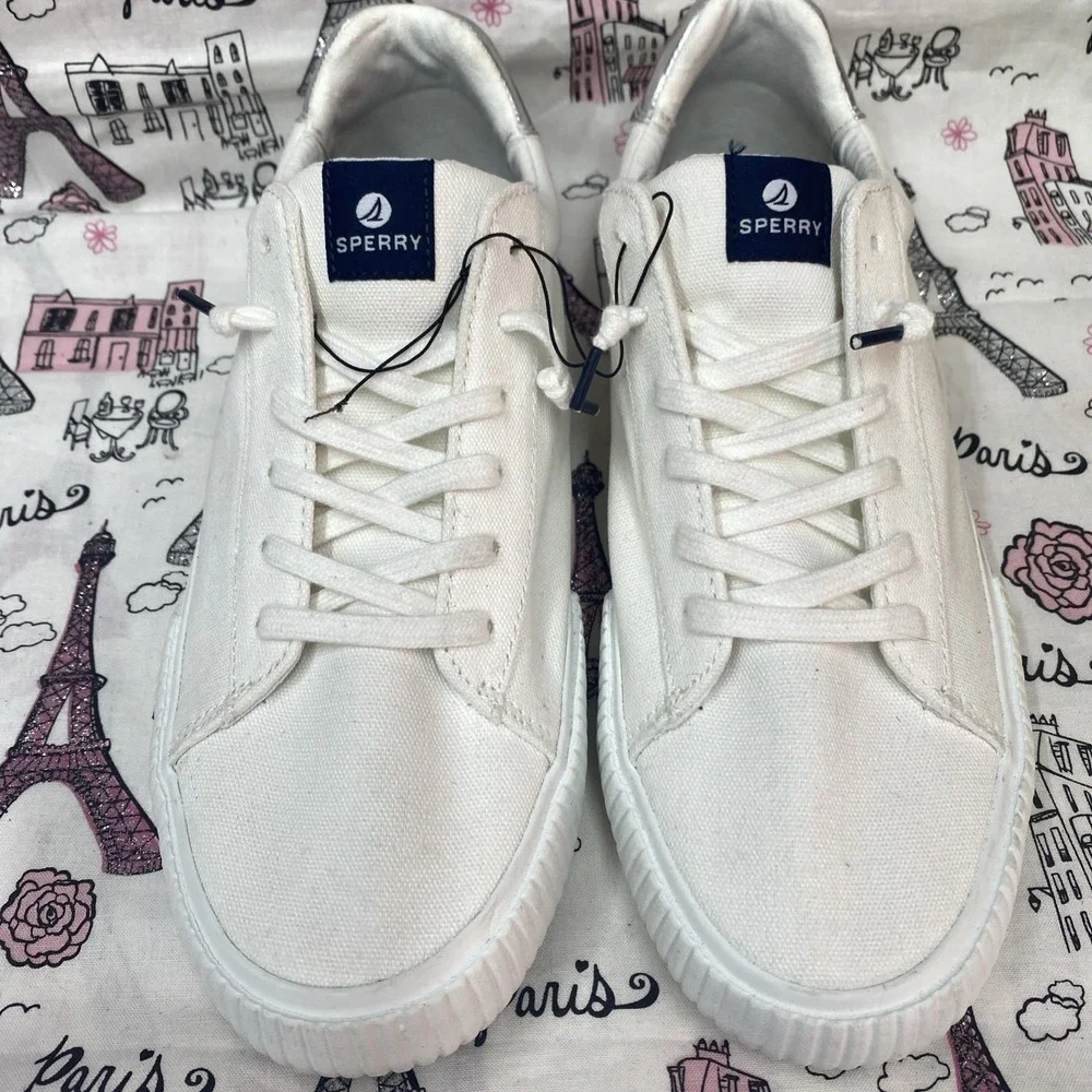 Sperry Seabed Casual Slip-On Shoes, White Canvas, Women's 8.5 NEW Without Box.
